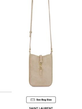Yves Saint Laurent Beige Suede Crossbody with Gold YSL Hardware